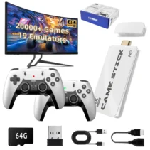 Game Stick Pro 4K with 20,000+ Games and Dual Wireless Controllers (64GB)