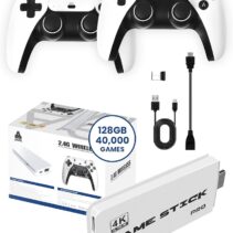 Game Stick Pro 4K with 40,000 Games and Dual Wireless Controllers (128GB)