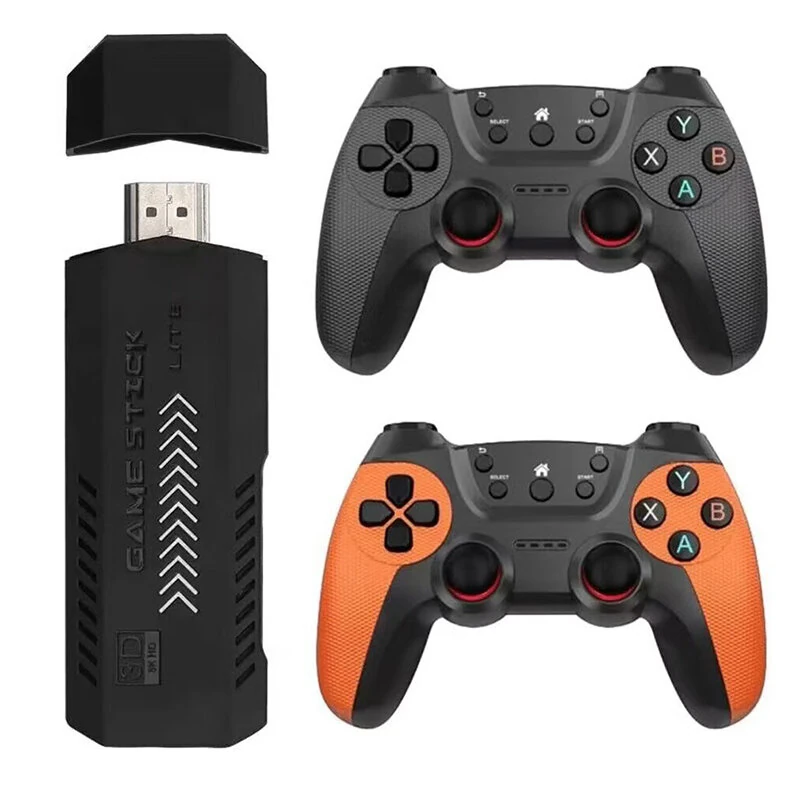 Game Stick Lite with Switch-Style Pro Controllers (Black & Orange)