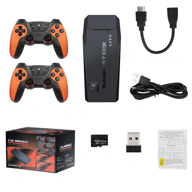 Game Stick Lite 64GB with Orange-Grip Switch-Style Controllers