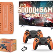 U36 Orange 4K Game Stick with 50,000+ Games and Dual Wireless Controllers