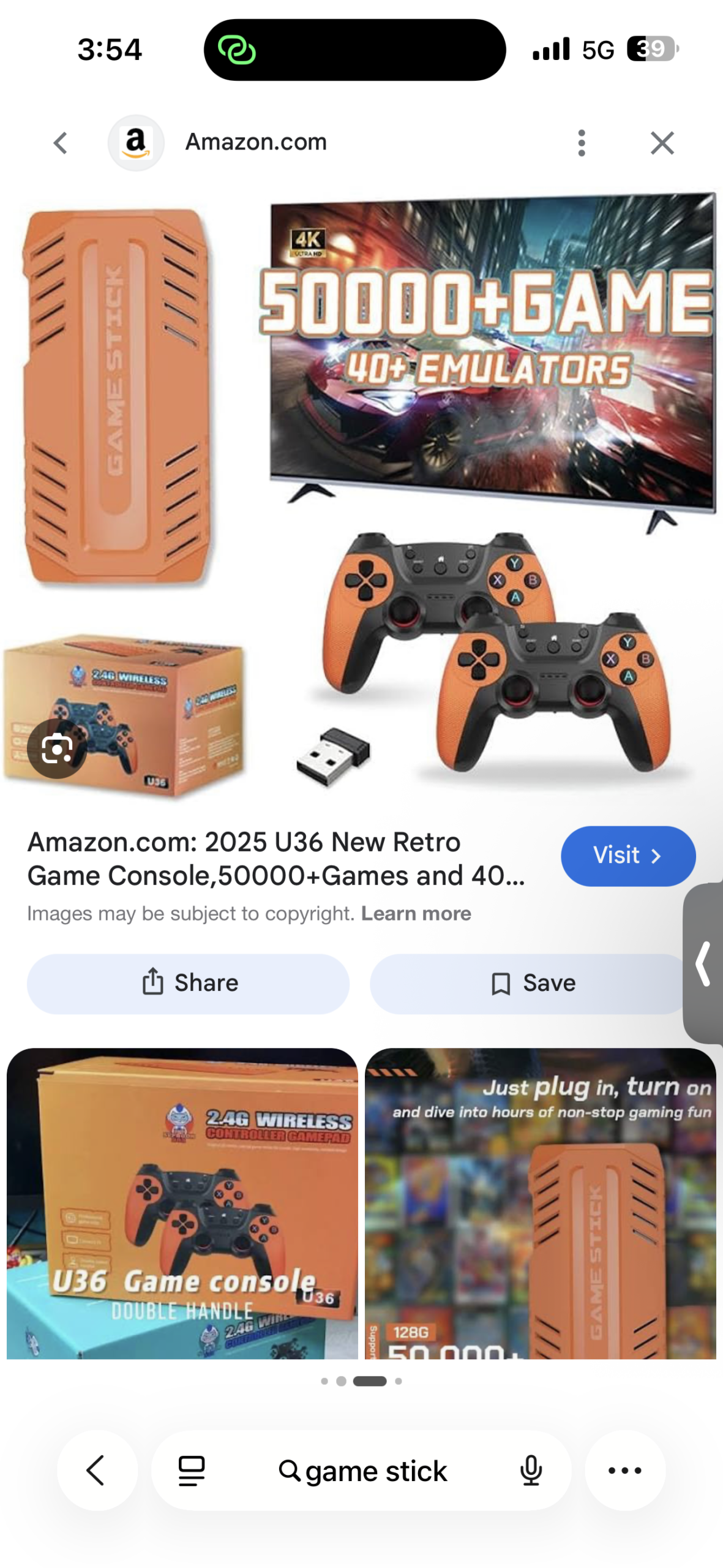 U36 4K Retro Game Console with 50,000+ Games (Orange Edition)