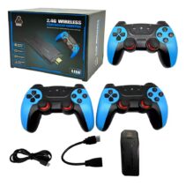Game Stick Lite Bundle with Three Blue Switch-Style Controllers