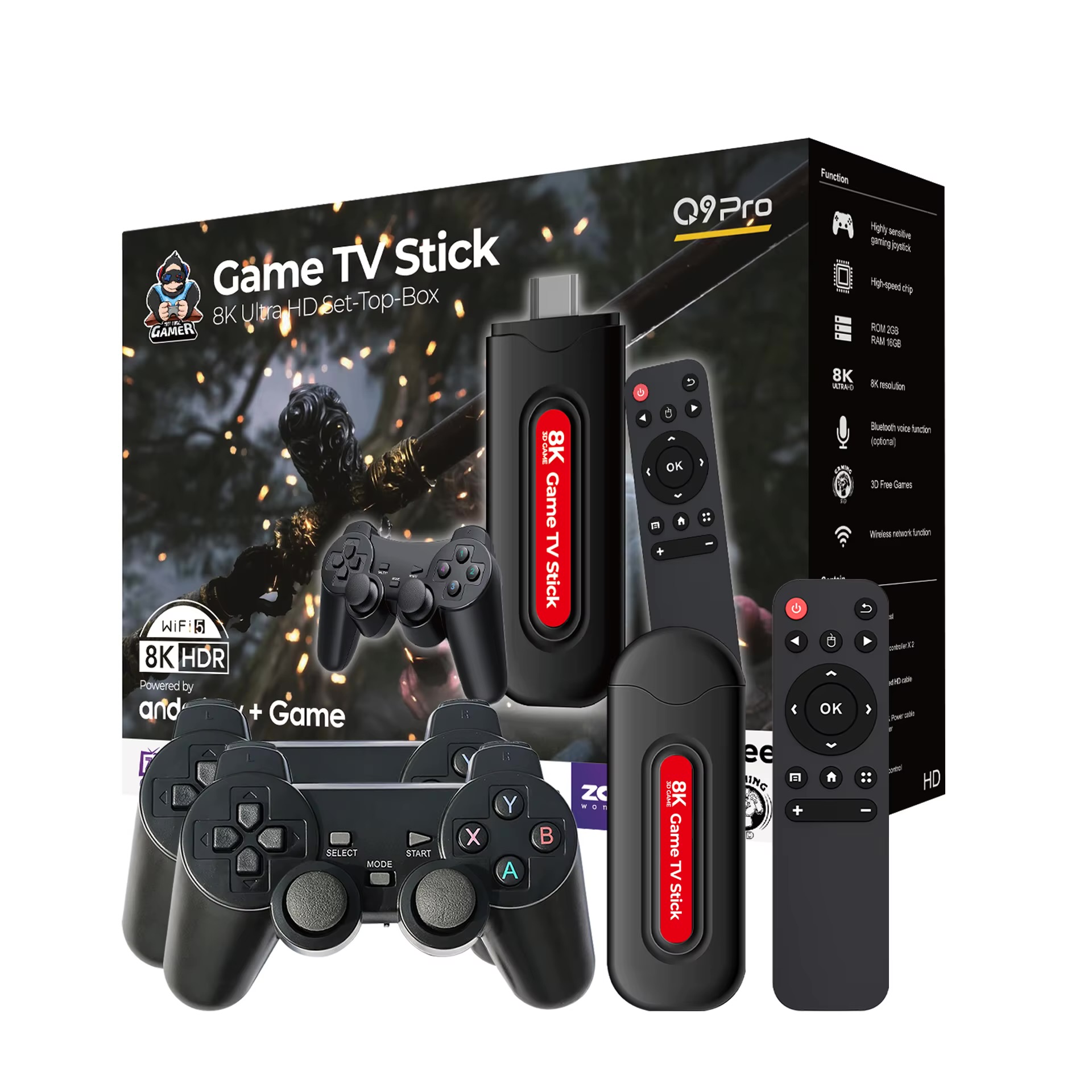 Q9 Pro 8K Game TV Stick — Premium Set-Top Box with 16GB RAM
