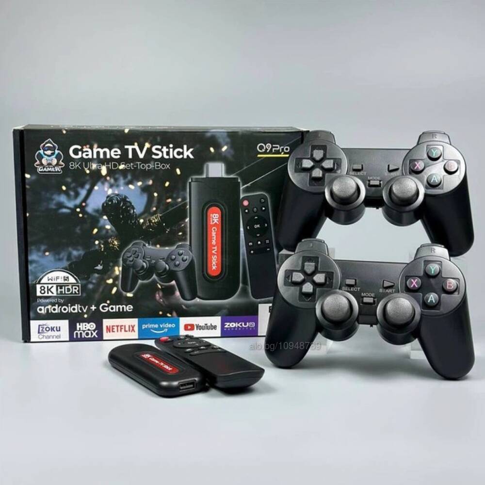 Q9 Pro 8K Game TV Stick — Premium Edition with Streaming App Suite
