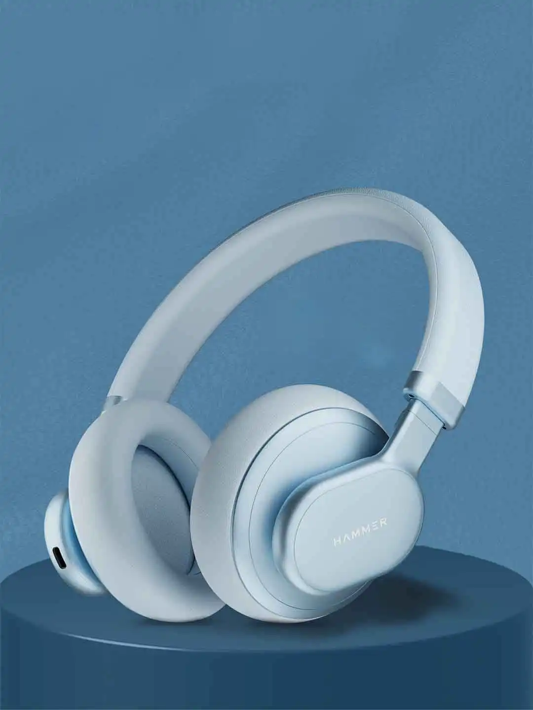 Pastel Blue Wireless Over-Ear Headphones — Studio Photography