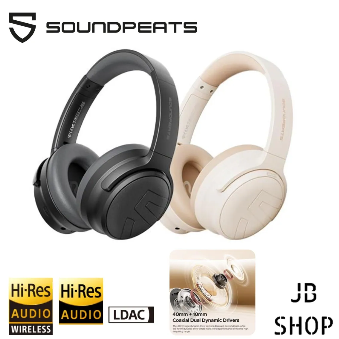 Hi-Res Audio Wireless Headphones — Available in Black or Cream