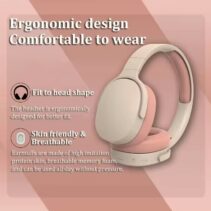 Ergonomic Pink & Beige Wireless Headphones — Skin-Friendly Comfort