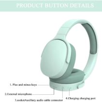 Mint Green Wireless On-Ear Headphones — Button Detail Edition