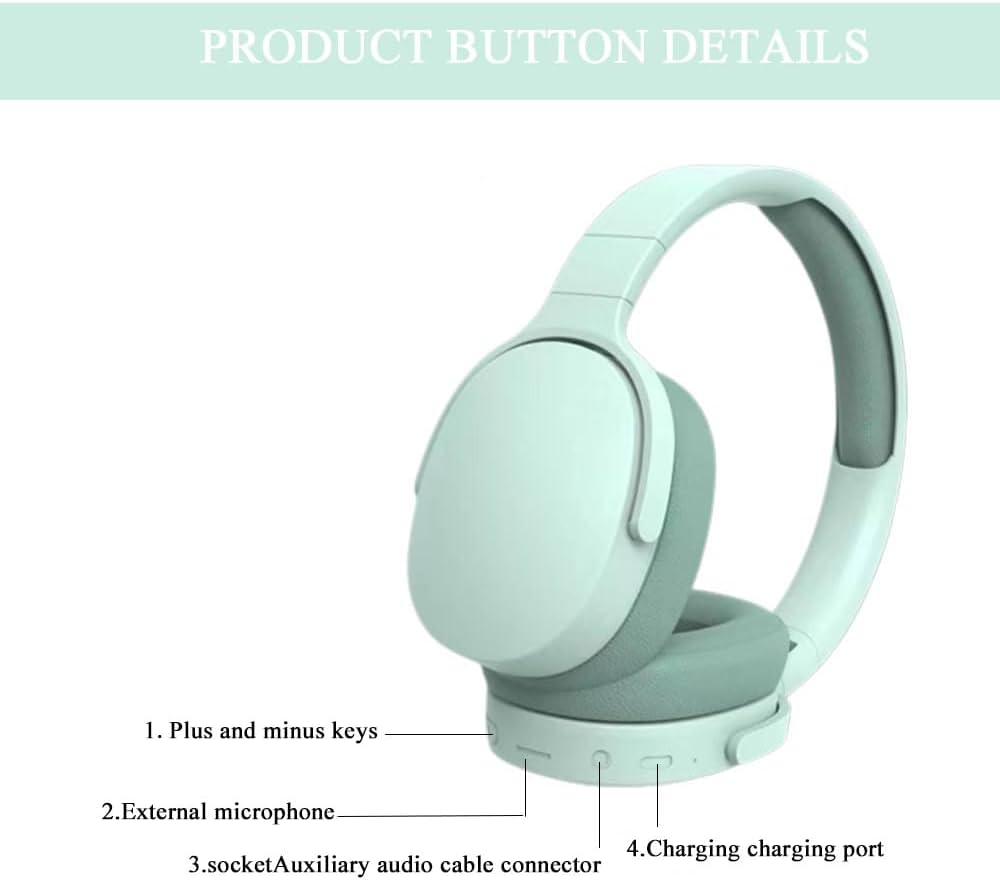 Mint Green Wireless On-Ear Headphones — Button Detail Edition