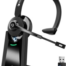 Premium Mono Wireless Office Headset with Charging Stand