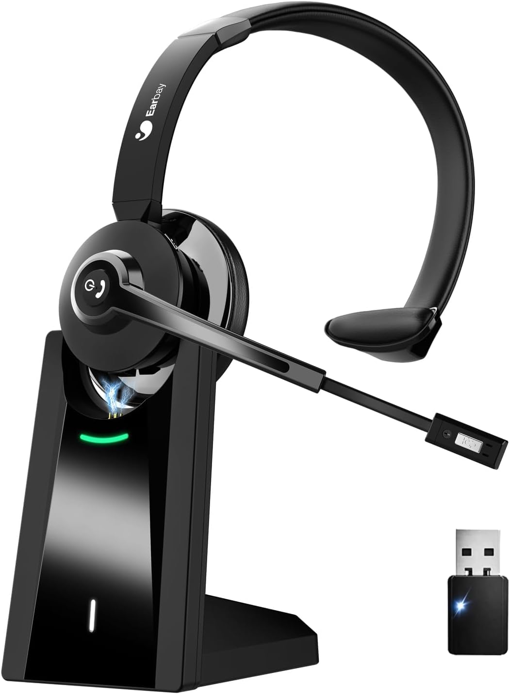 Premium Mono Wireless Office Headset with Charging Stand