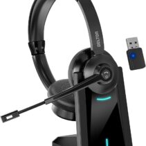 Premium Mono Wireless Office Headset with Magnetic Charging Stand