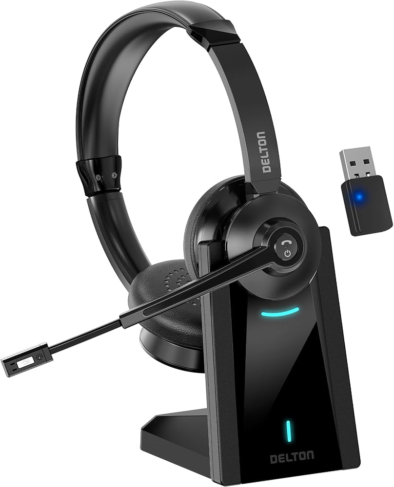Premium Mono Wireless Office Headset with Magnetic Charging Stand