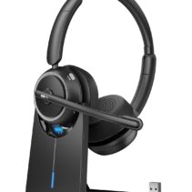 Premium Stereo Wireless Office Headset with Dial Controls and Charging Stand