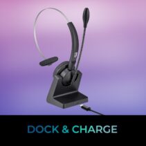Dock & Charge Wireless Office Headset with Gooseneck Microphone